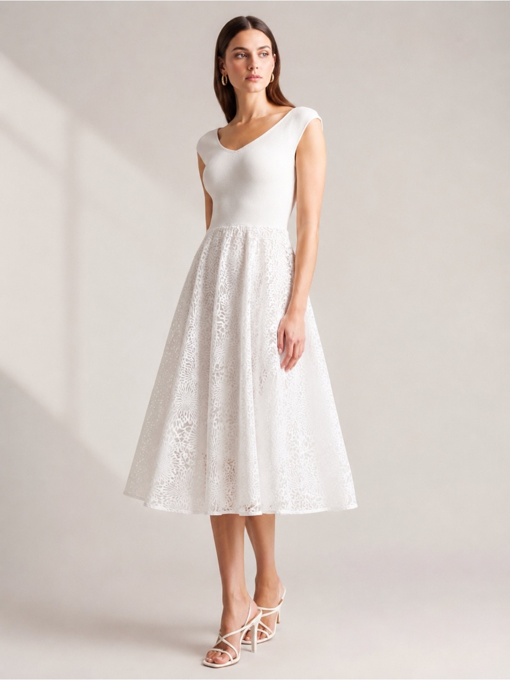 Ted Baker Annikaa Off Shoulder White‎ Knit Midi
Dress Size 3 Large